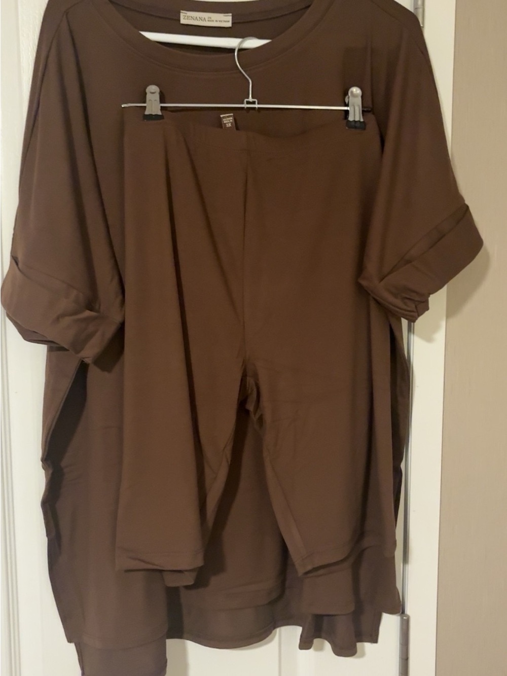 Zenana Outfitters Chocolate Brown Women's Biker Set Size 2X